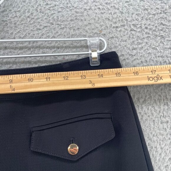 LOFT Skirt Womens 8 Black Mini A Line Button Flap Pocket Stretch Everyday Casual - Picture 7 of 9